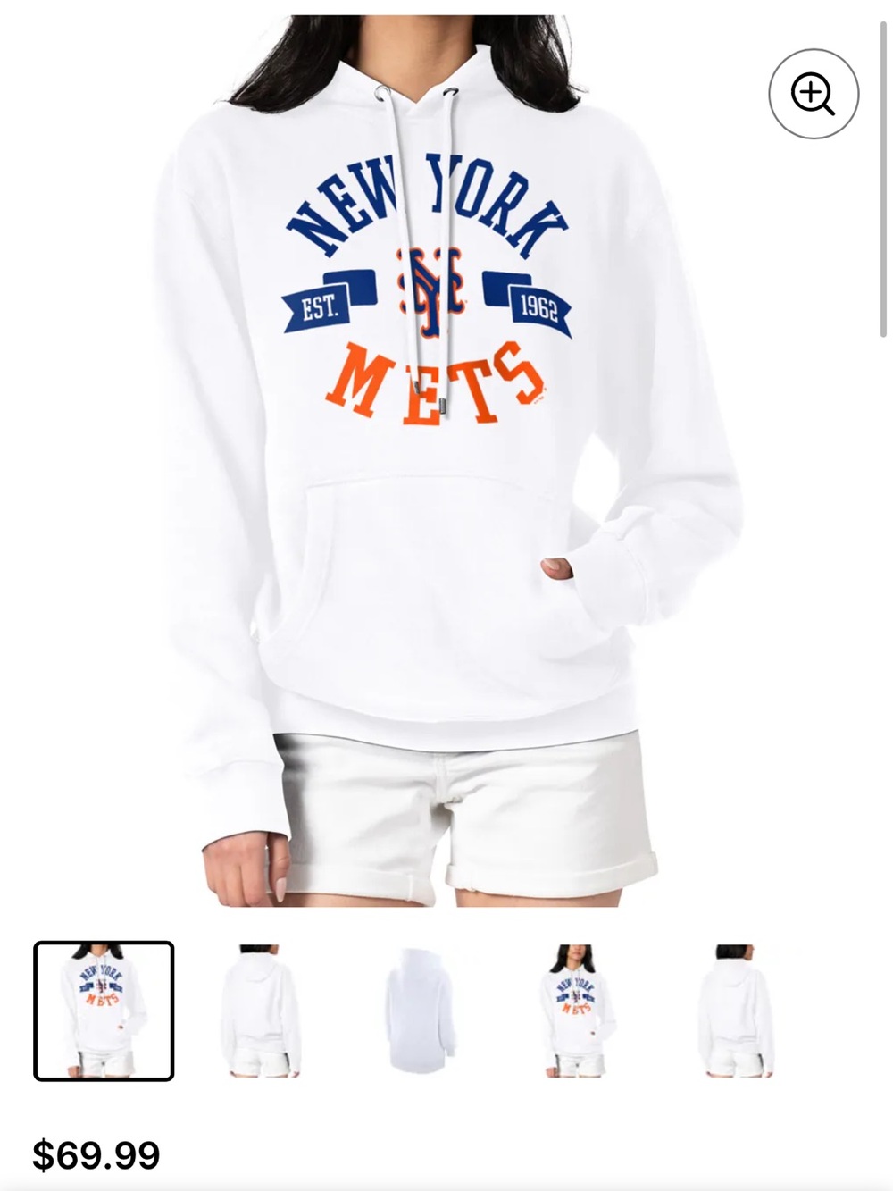 White New York Mets Women's Pullover Hoodie